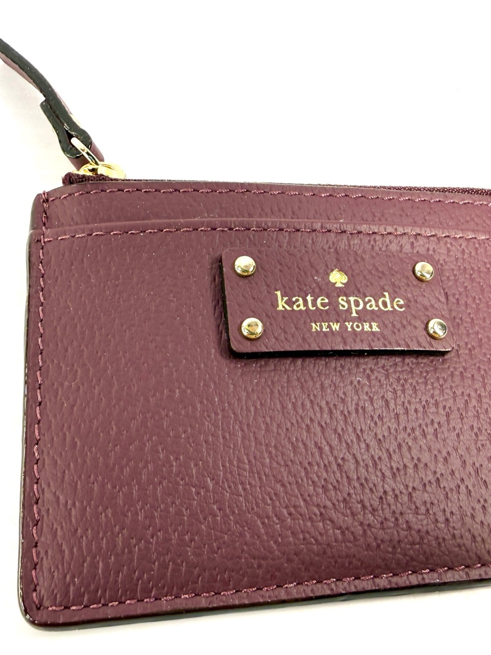 kate spade Plum Zip Card Holder in Deep Berry - Picture 2 of 6